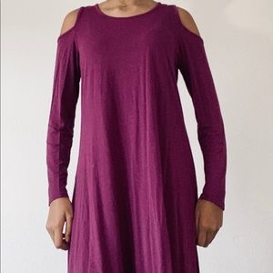 Art Class: Cold Shoulder long sleeve maroon dress